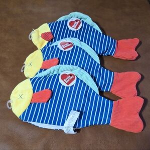 3 Pack Blue Striped Fish Dog Toys